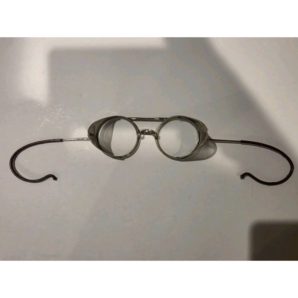 WILLSON B Safety Glasses Round Clear Lenses Metal Mesh Side Shields Vintage